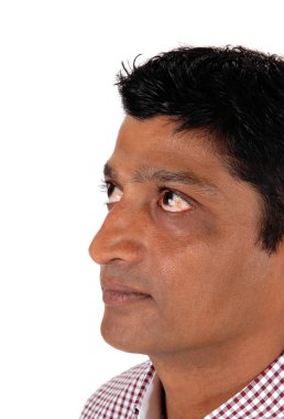 Portre ile onun darke ararken bir Doğu Hint adamın yüzünü