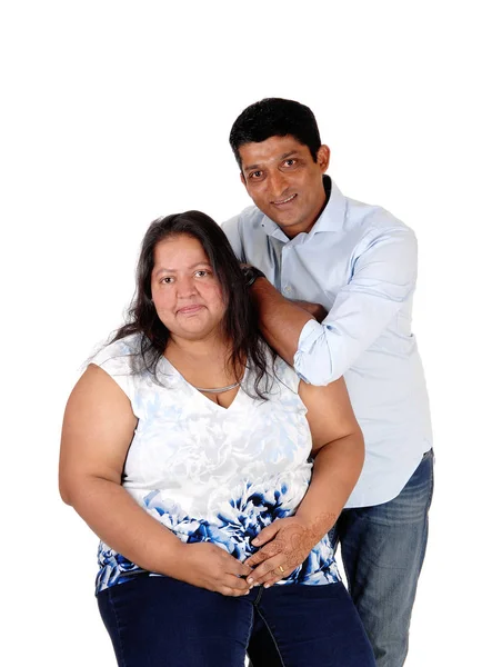 Ein Nahaufnahme Bild Eines Glücklichen Ostindischen Paares Die Frau Sitzend — Stockfoto