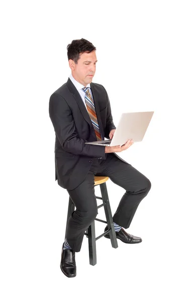 Handsome Middle Age Business Man Sitting Working — Stock Photo, Image