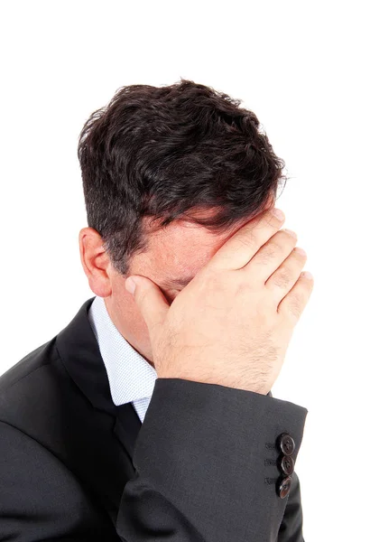 Close Image Businessman Profile Suit Covering His Face — Stock Photo, Image