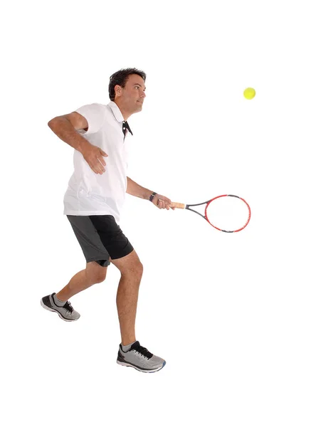 Immagine Completa Tennista Che Pratica Suo Gioco Negli Studi — Foto Stock