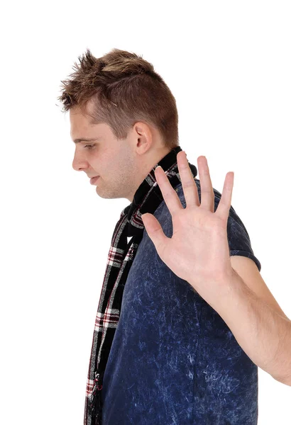 Man holding a hand up saying no — Stock Photo, Image