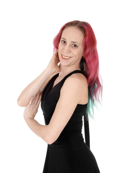 Portrait of slim woman in a black dress — Stock Photo, Image