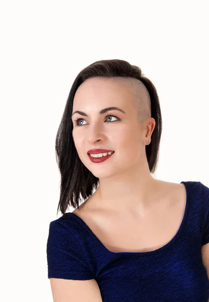 Close up of a woman with a very fancy haircut — Stock Photo, Image