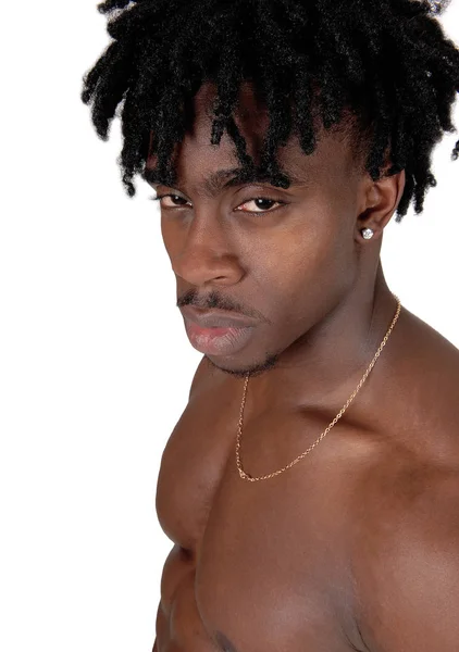 Un retrato de cerca de un hombre negro sin camisa —  Fotos de Stock