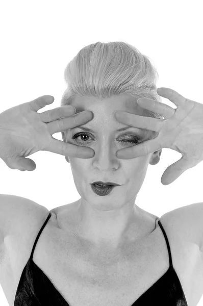 Ritratto in bianco e nero del volto di una donna — Foto Stock