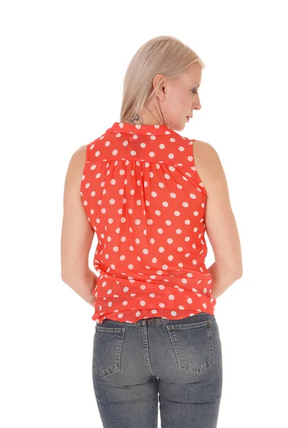 A slim middle age woman standing from the back — Stock Photo, Image