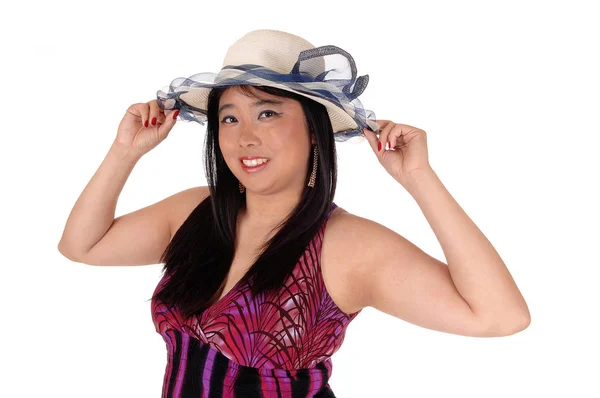 Nahaufnahme Bild der chinesischen Frau mit Hut — Stockfoto