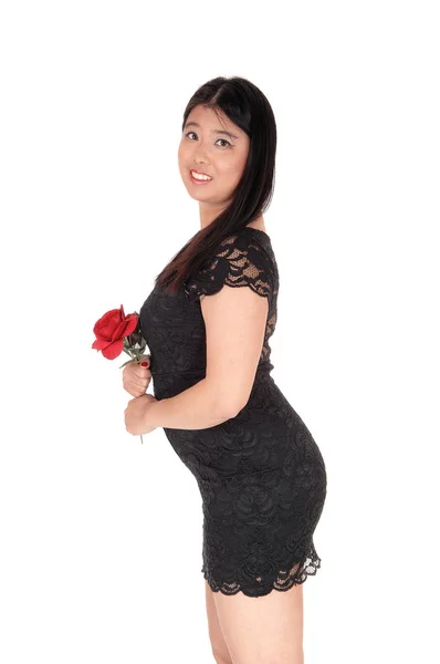Hezká Čínská žena, co stojí, je profil — Stock fotografie