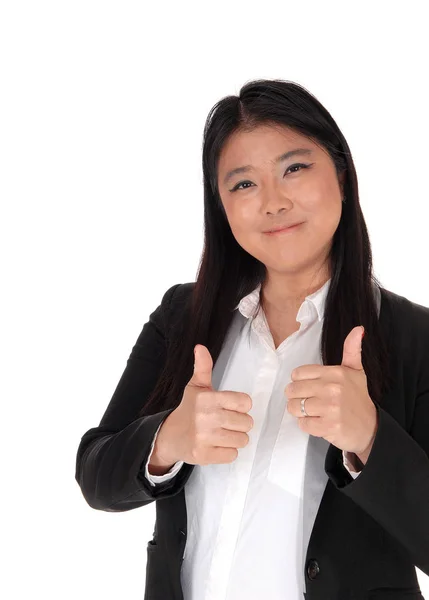 Pulgar hacia arriba de una mujer de negocios china — Foto de Stock