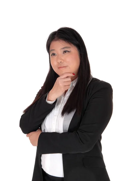 Retrato imagen de una mujer china pensando duro — Foto de Stock