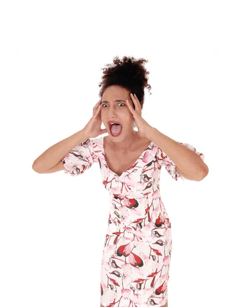 A beautiful multi-racial woman screaming with open mouth — Stock Photo, Image