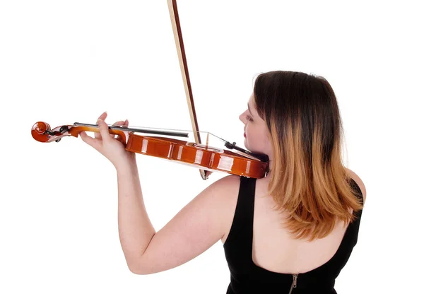 Woman playing the violin close up from the back — Stock Photo, Image