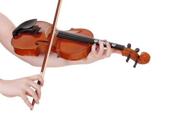 Um violino tocado de perto por uma mulher — Fotografia de Stock