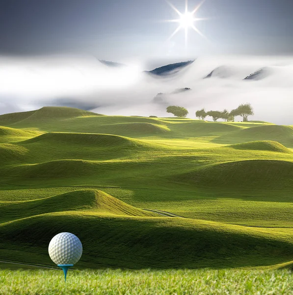 Weergave Van Mooi Uitzicht Golfbal Houder Met Golf Veld — Stockfoto