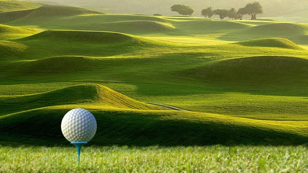 Die Wiedergabe Der Schönen Ansicht Des Golfballs Auf Dem Halter — Stockfoto