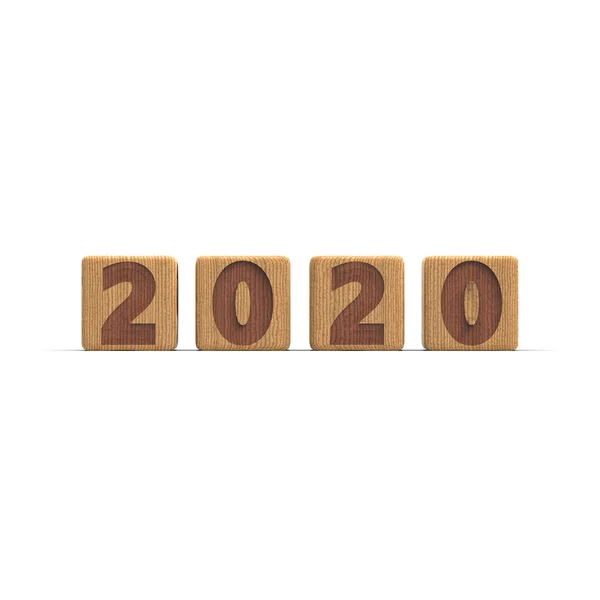 Het Jaar 2020 Tekenen Zuiver Witte Achtergrond — Stockfoto
