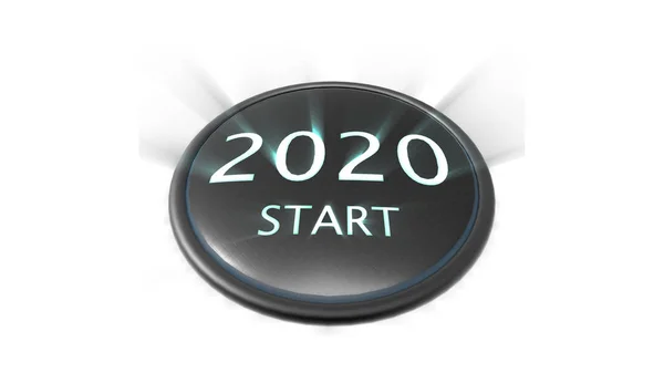 Renderização 2020 Conceito Botão Início Ano Novo — Fotografia de Stock