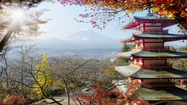 Kolorowe Jesienne Mount Fuji Japonia Jeziora Kawaguchi Jest Jednym Najlepszych — Zdjęcie stockowe