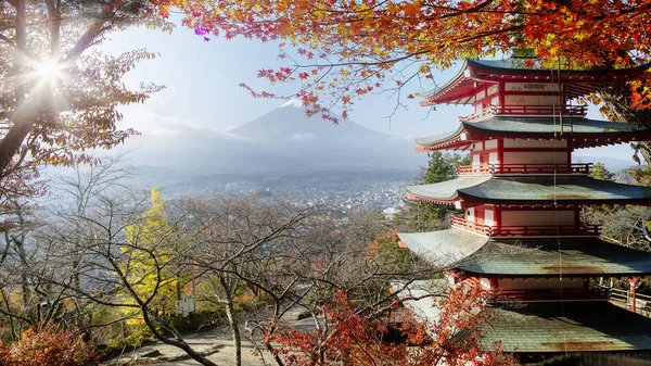 Der Farbenfrohe Herbst Auf Dem Fuji Berg Japan Der Kawaguchiko — Stockfoto