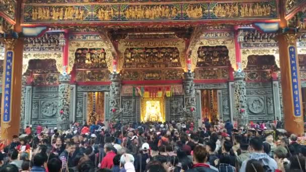 Zhulinshan Храм Район Linkou Лютого 2019 Перший День Китайського Нового — стокове відео