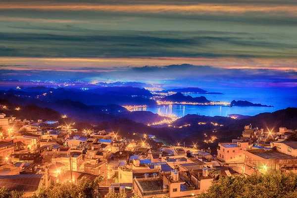 Die Nacht Ansicht Von Jiufen Besuchen Die Menschen Das Erbe — Stockfoto