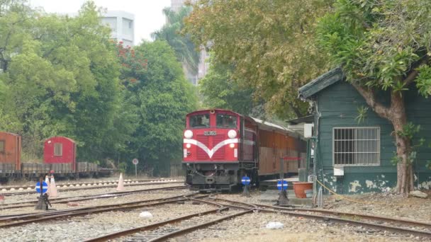 Σιδηροδρομικός Σταθμός Beimen Chiayi Φεβ 2019 Σιδηρόδρομος Alishan Επέστησε Την — Αρχείο Βίντεο