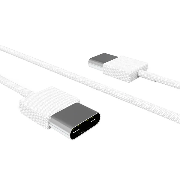 3D рендеринг кабеля USB4 изолирован на белом фоне — стоковое фото