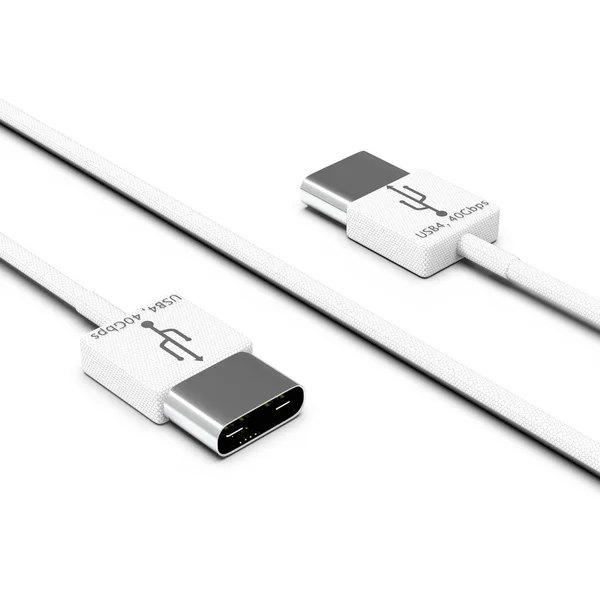 3d renderizado de cable USB4 aislado sobre fondo blanco —  Fotos de Stock