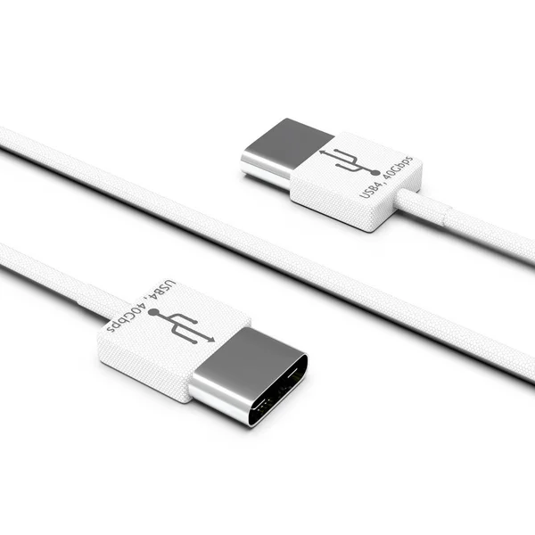 3D рендеринг кабеля USB4 изолирован на белом фоне — стоковое фото
