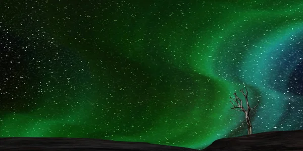Güzel aurora ile 3D render başlangıç arkasında temizleyin — Stok fotoğraf
