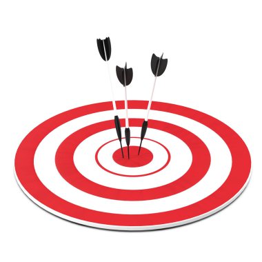 Beyaz izole Hedef simgesi kavramının 3d render