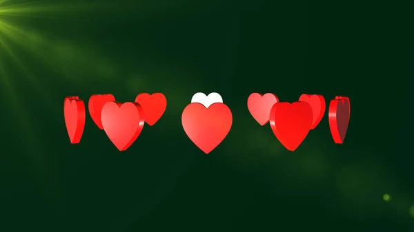 3D-Darstellung von Liebesherzen, Herz-Symbol mit schönem Hintergrund — Stockfoto