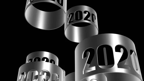 3D візуалізація текстури 2020 року ізольовані з чорним тлом коло — стокове фото