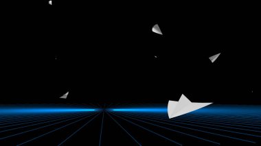 Gökyüzünde uçan kağıt uçağın 3D görüntüsü