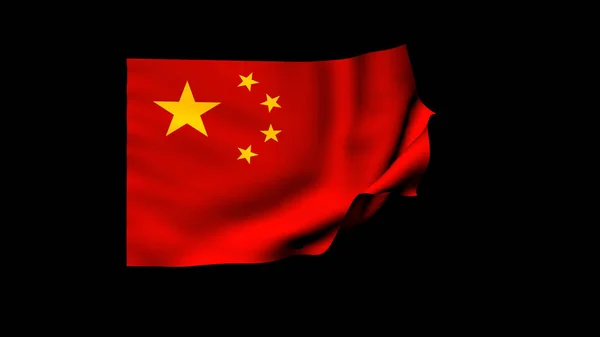바람에 흔들 리는 중국 국기 3D 렌더링 — 스톡 사진