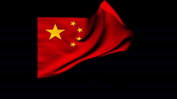 風に揺れる中国の旗の3Dレンダリング — ストック動画