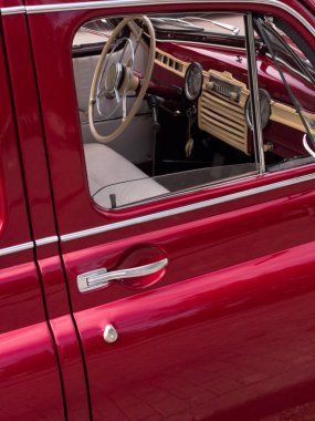 Vintage red car , selective focus