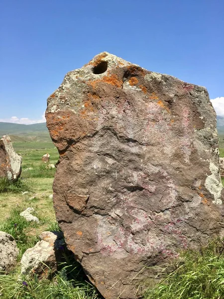The Armenian Stonehenge or Zorats Karer,(The Carahunge), Armenia.  It is a prehistoric archaeological site in Armenia, located on a rocky promontory near Sisian.                      Periods Middle Bronze Age to Iron Age.