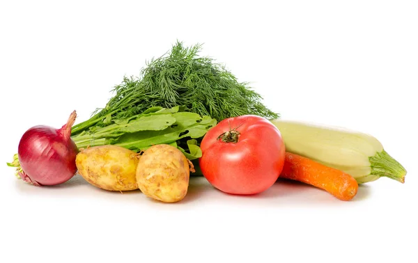 Groene groenten courgette tomaat aardappelen — Stockfoto