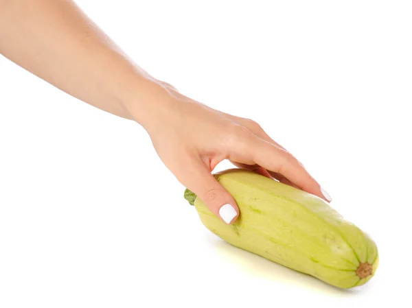 Courgette in hand — Stockfoto