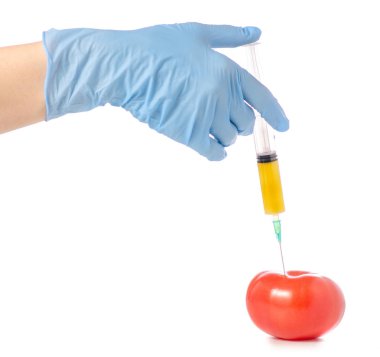 Domates elinde şırınga