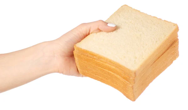 Toastbrot in der Hand — Stockfoto