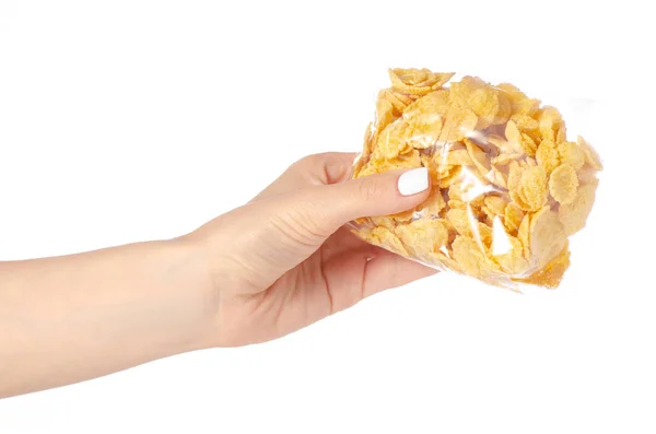 Cornflakes in der Hand — Stockfoto