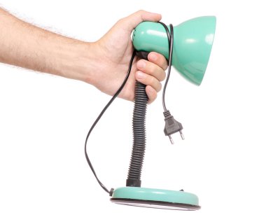 Eski okul sırası lamba elinde