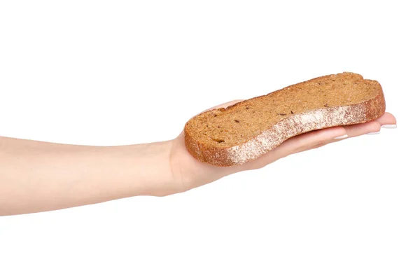 Bread sliced brown in hand — Stock Photo, Image