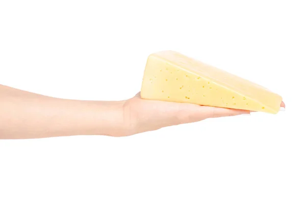 Cheese in hand — Stock Photo, Image