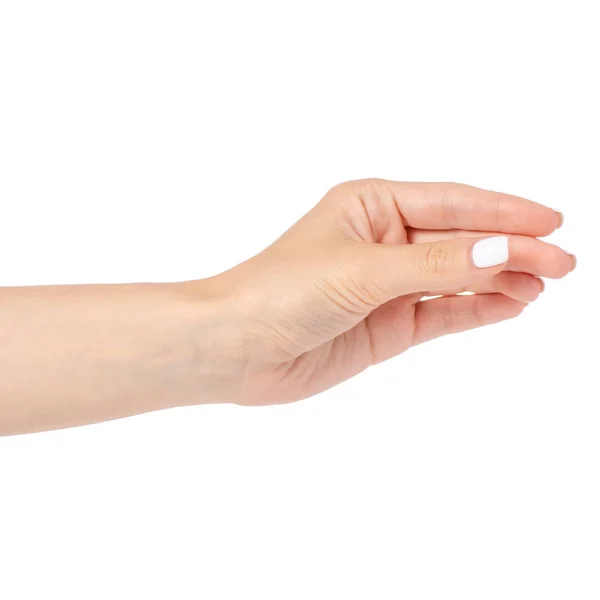 Vrouw hand iets nemen — Stockfoto