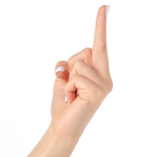 Female hands showing middle finger — Stock Photo, Image