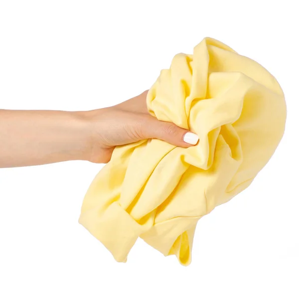 T-shirt sgualcita gialla in tessuto vestiti a mano — Foto Stock